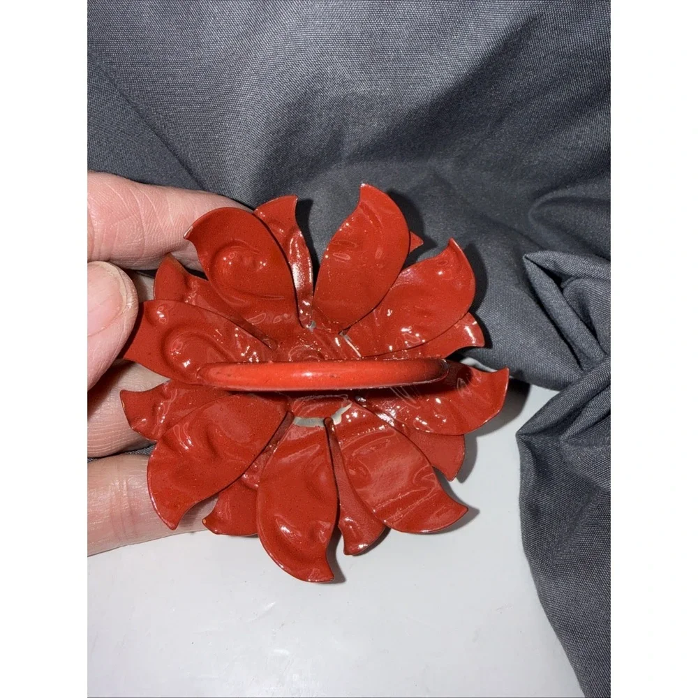 Pier 1 Imports Enamel Metal Napkin Rings Spring Summer Poppy Flowers Sunflower